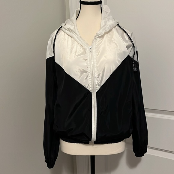 Jackets & Blazers - White and Black Lightweight Windbreaker
